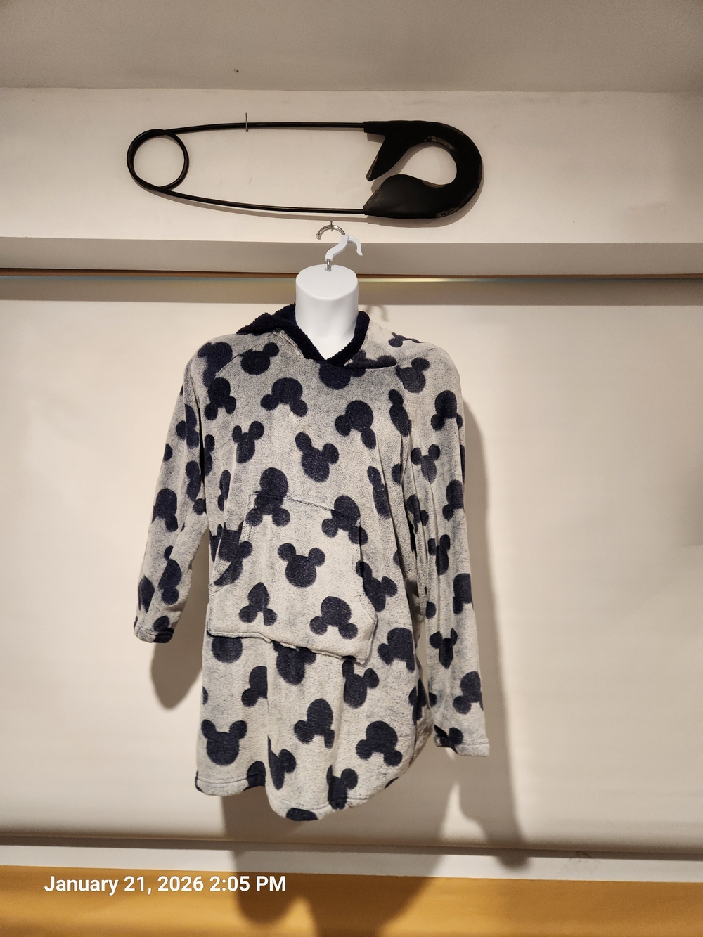 Disney Plush Hooded Pullover in Dark Blue and Light Gray